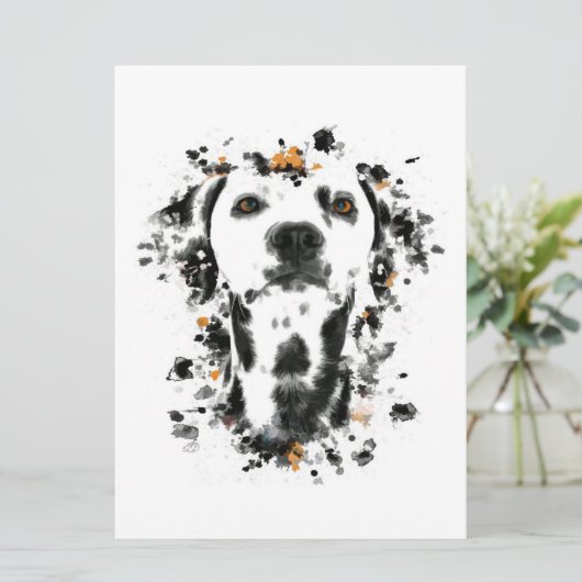 Art Dalmatiaanse Waterverf, Cute Dalmatian Dog Fac Menu (Staand voorkant)