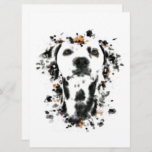 Art Dalmatiaanse Waterverf, Cute Dalmatian Dog Fac Menu (Voorkant / Achterkant)
