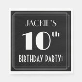 Art Deco 10th Birthday Party met aangepaste naam Servet (Voorkant)
