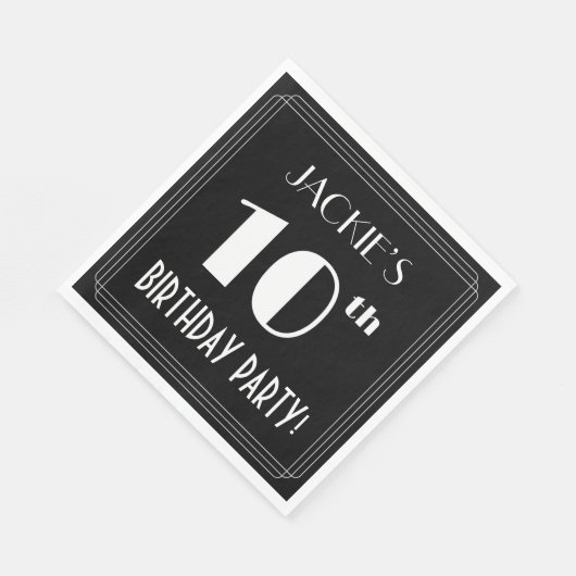 Art Deco 10th Birthday Party met aangepaste naam Servet (Hoek)