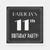 Art Deco 11th Birthday Party met aangepaste naam Servet (Voorkant)