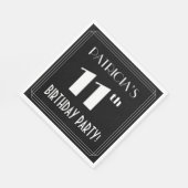 Art Deco 11th Birthday Party met aangepaste naam Servet (Hoek)