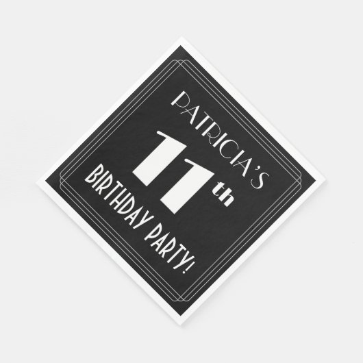 Art Deco 11th Birthday Party met aangepaste naam Servet (Hoek)