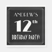 Art Deco 12th Birthday Party met aangepaste naam Servet (Voorkant)