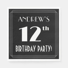 Art Deco 12th Birthday Party met aangepaste naam Servet