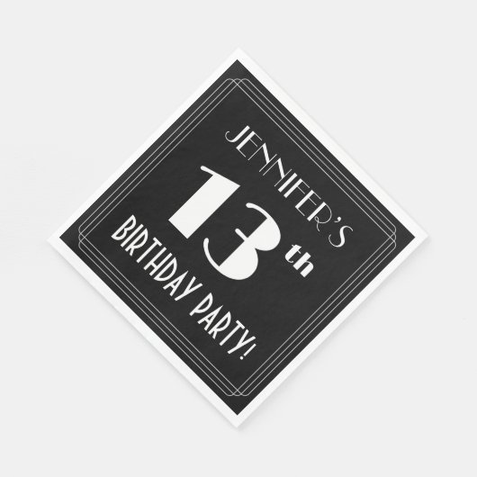 Art Deco 13th Birthday Party met aangepaste naam Servet (Hoek)