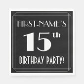 Art Deco 15th Birthday Party met aangepaste naam Servet (Voorkant)