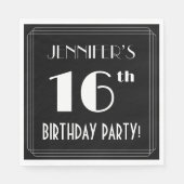 Art Deco 16th Birthday Party met aangepaste naam Servet (Voorkant)