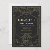 Art Deco 1920 Gatsby Leeuw Bruidsborrel Kaart (Voorkant)