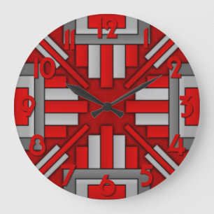 Art Deco 1920: Geometric Red-Grey Grote Klok
