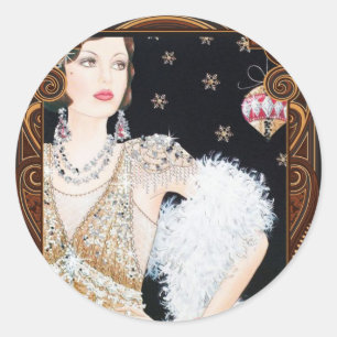 Art Deco 1920 Jaren Flapper Kerst Sticker