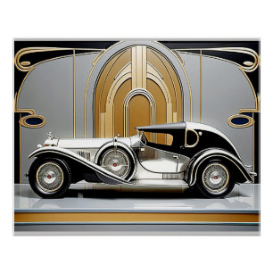 Art Deco 1920-jaren stijl autoreclameposter. Perfect Poster