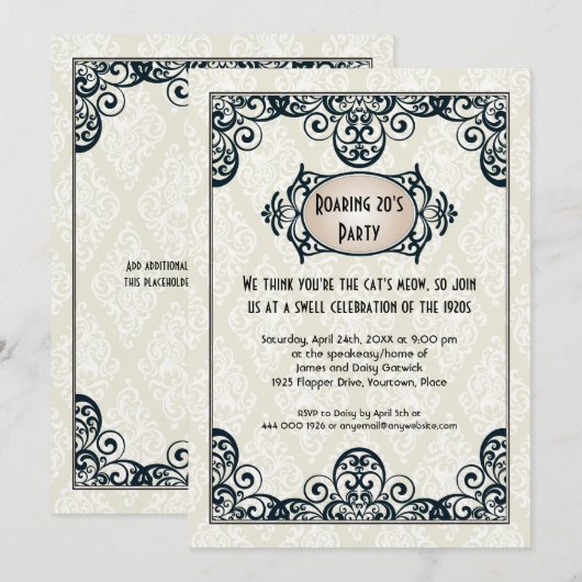 Art. Deco 1920 Kaart (Voorkant / Achterkant)