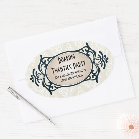 Art. Deco 1920 Ovale Sticker (Envelop)