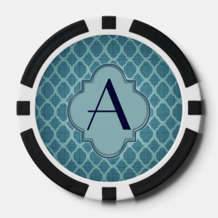 Art deco, 1920 patroon monogram blauwgroen elegant poker chips