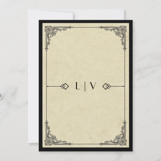 Art Deco 1920 Red Rose bruiloft Kaart (Achterkant)