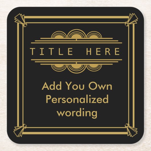 Art Deco 1920 stijl gepersonaliseerd onderzetter (Voorkant)
