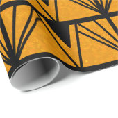 Art Deco 1920s Amber & Black Geometric Cadeaupapier (Rol Hoek)