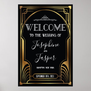 Art Deco 1920s Black and Gold Welcome Sign Poster