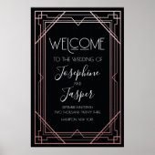 Art Deco 1920s Black and Roos Gold Welcome Sign Poster (Voorkant)