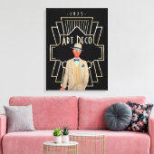 Art Deco 1920s Dapper Gent Gold Lijst Black Canvas Afdruk (Insitu (Woonkamer))