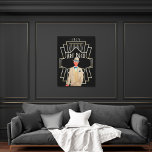 Art Deco 1920s Dapper Gent Gold Lijst Black Canvas Afdruk<br><div class="desc">Retro Art Deco-stijl met dit dapper 1920s-man in een crèmepak,  met de hand in zijn zak,  en een gouden twintigste lijst en typografie Art Deco en 1925.</div>