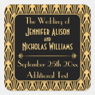  Art Deco 1920s Diamond Geometrisch Patroon Vierkante Sticker