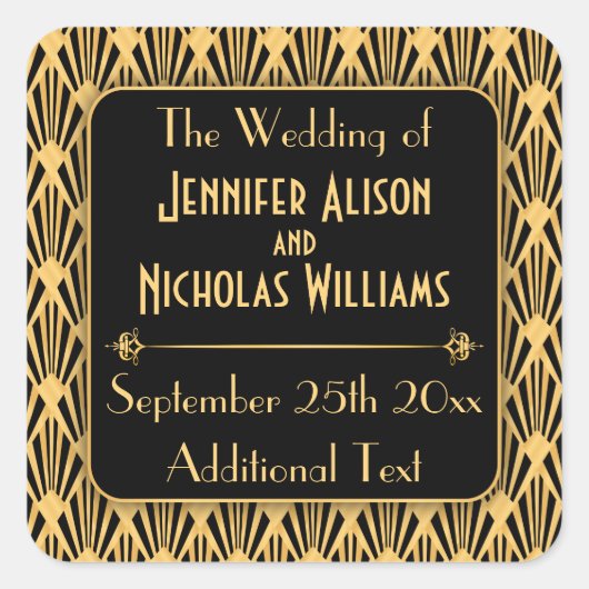 Art Deco 1920s Diamond Geometrisch Patroon Vierkante Sticker (Voorkant)