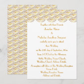 Art Deco 1920s Fans White en Faux Gold Wedding Kaart (Voorkant / Achterkant)