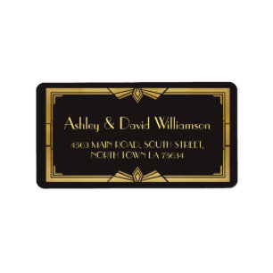 Art Deco 1920s Gatsby Bruiloft Retouradres Label