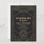 Art Deco 1920's Gatsby Lion Roaring 20s Verjaardag Kaart (Voorkant)