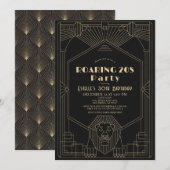 Art Deco 1920's Gatsby Lion Roaring 20s Verjaardag Kaart (Voorkant / Achterkant)