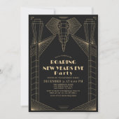 Art Deco 1920's Gatsby Olifant New Years Eve Kaart (Voorkant)