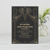 Art Deco 1920's Gatsby Olifant New Years Eve Kaart (Staand voorkant)