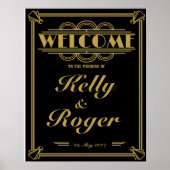 ART Deco 1920's Gatsby-stijl bruiloft, welkome afd Poster (Voorkant)