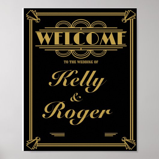 ART Deco 1920's Gatsby-stijl bruiloft, welkome afd Poster (Voorkant)