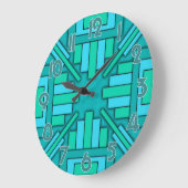Art Deco 1920s Geometric Green Blue Pattern Grote Klok (Hoek)