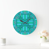 Art Deco 1920s Geometric Green Blue Pattern Grote Klok (Huis)