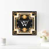 Art Deco  1920s Geometrisch Patroon Aangepast Vierkante Klok (Huis)