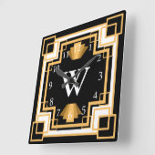 Art Deco  1920s Geometrisch Patroon Aangepast Vierkante Klok (Hoek)