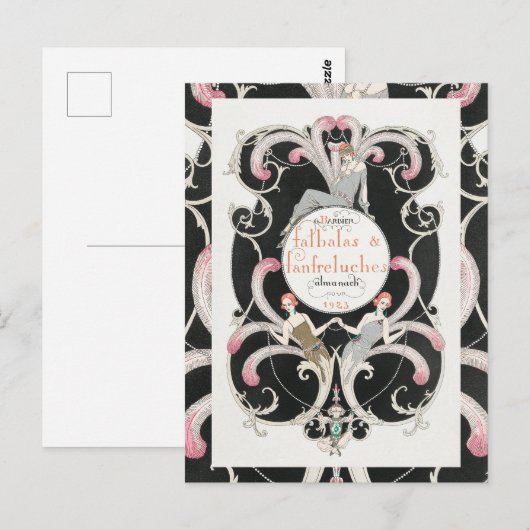  Art Deco 1920s George Barbier Illustratie Briefkaart (Voorkant / Achterkant)