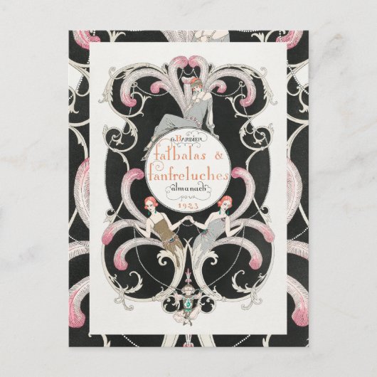  Art Deco 1920s George Barbier Illustratie Briefkaart (Voorkant)