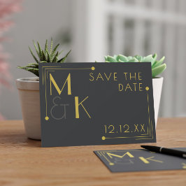 Art Deco 1920s Huwelijk Elegant Zwart Save The Dat Save The Date