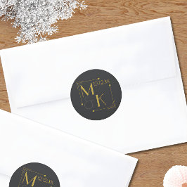 Art Deco 1920s Huwelijk Zwart Goud Ronde Sticker