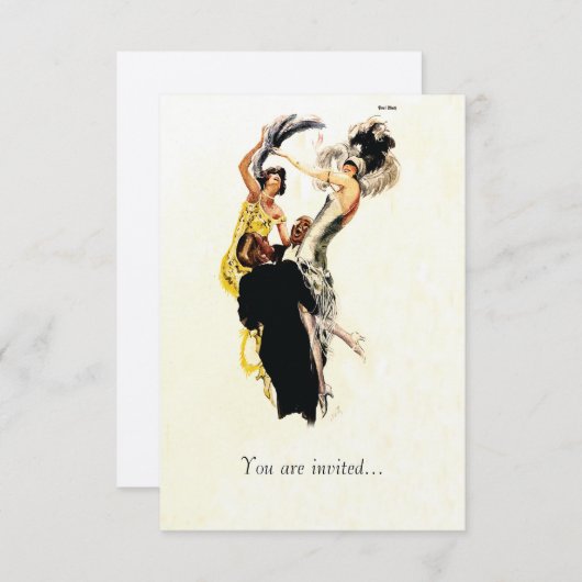 Art Deco 1920s Jazz Leeftijd Kaart (Voorkant / Achterkant)