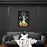 Art Deco 1920s Lady Cocktail Gold Lijst Black Canvas Afdruk<br><div class="desc">Art Deco-stijl met deze glam 1920s-dame in blauwgroen jurk en pet met een oranje shawl met een cocktail en een gouden lijst met twintig stijlen en typografie Art Deco en 1925.</div>