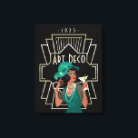 Art Deco 1920s Lady Green Dress Gold Lijst Black Canvas Afdruk<br><div class="desc">Art Deco-stijl met deze glam 1920s Lady In een groene jurk en pet met een cocktail,  en een gouden lijst en typografie van de twintigste eeuw Art Deco en 1925. Het zou fantastische wandkunst zijn voor Art Deco-stijl bar of restaurant.</div>