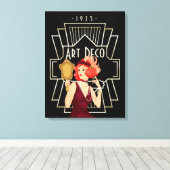 Art Deco 1920s Lady Mirror Gold Lijst Black Canvas Afdruk (Insitu (Houten vloer))