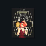 Art Deco 1920s Lady Mirror Gold Lijst Black Canvas Afdruk<br><div class="desc">Art Deco elegantie met deze glam 1920s Lady In een ongerepte jurk die kijkt in een spiegel en een gouden lijst en typografie van de twintigste eeuw Art Deco en 1925.</div>