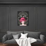 Art Deco 1920s Lady Pet Gold Lijst Black Canvas Afdruk<br><div class="desc">Glam Art Deco-stijl met deze glam 1920s-dame in een rood pet en een gouden twintigste lijst en typografie Art Deco en 1925.</div>
